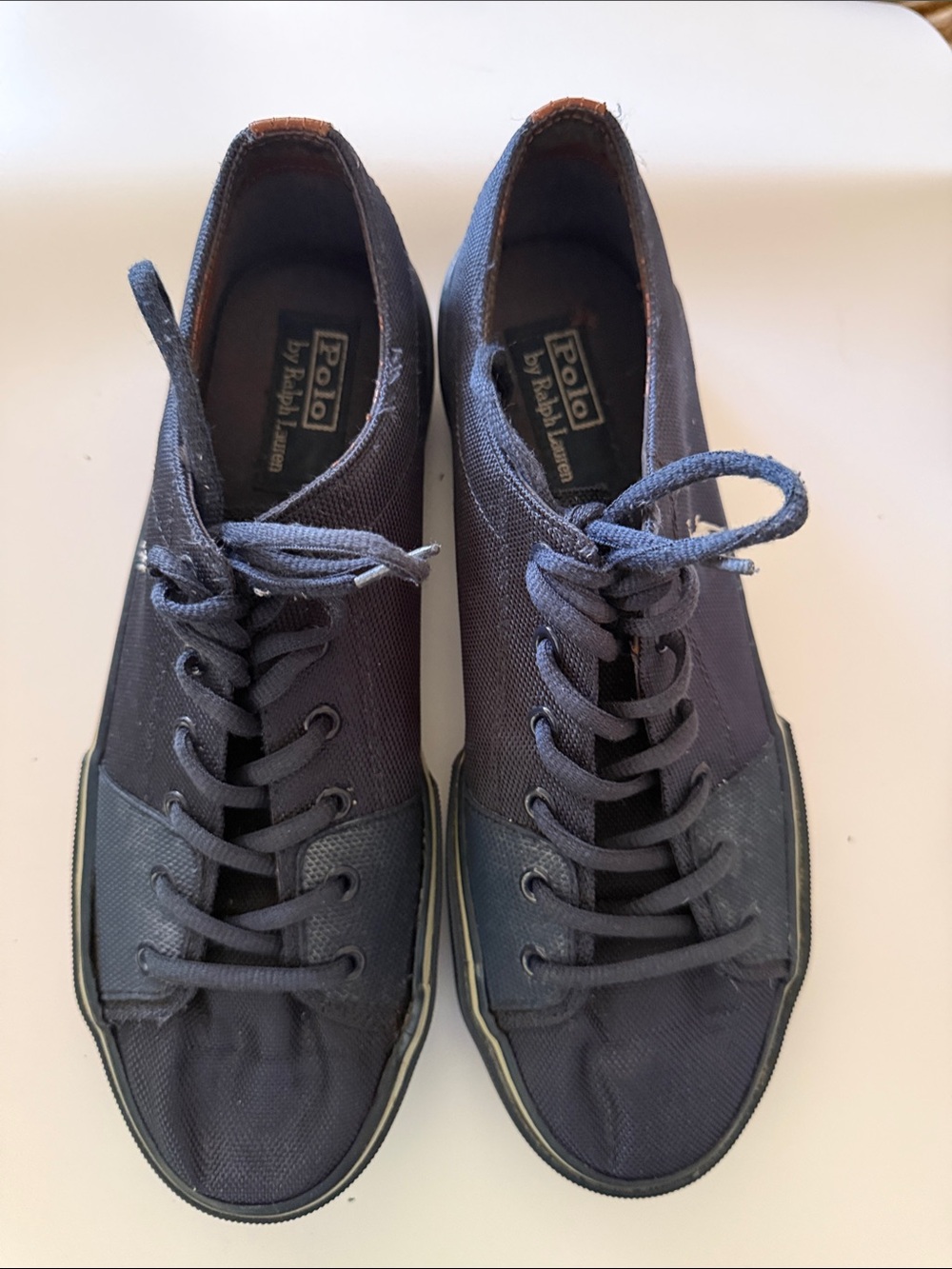 Polo by Ralph Lauren Men’s Navy Blue  Canvas Lace-Up Sneakers